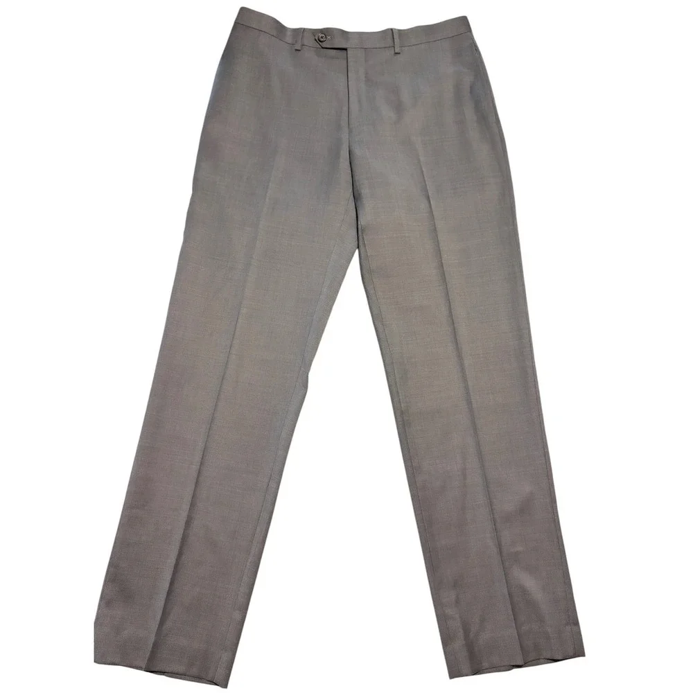 Lauren Ralph Lauren Mens Slim Fit Dress Pants Light Gray Sharkskin 34x32